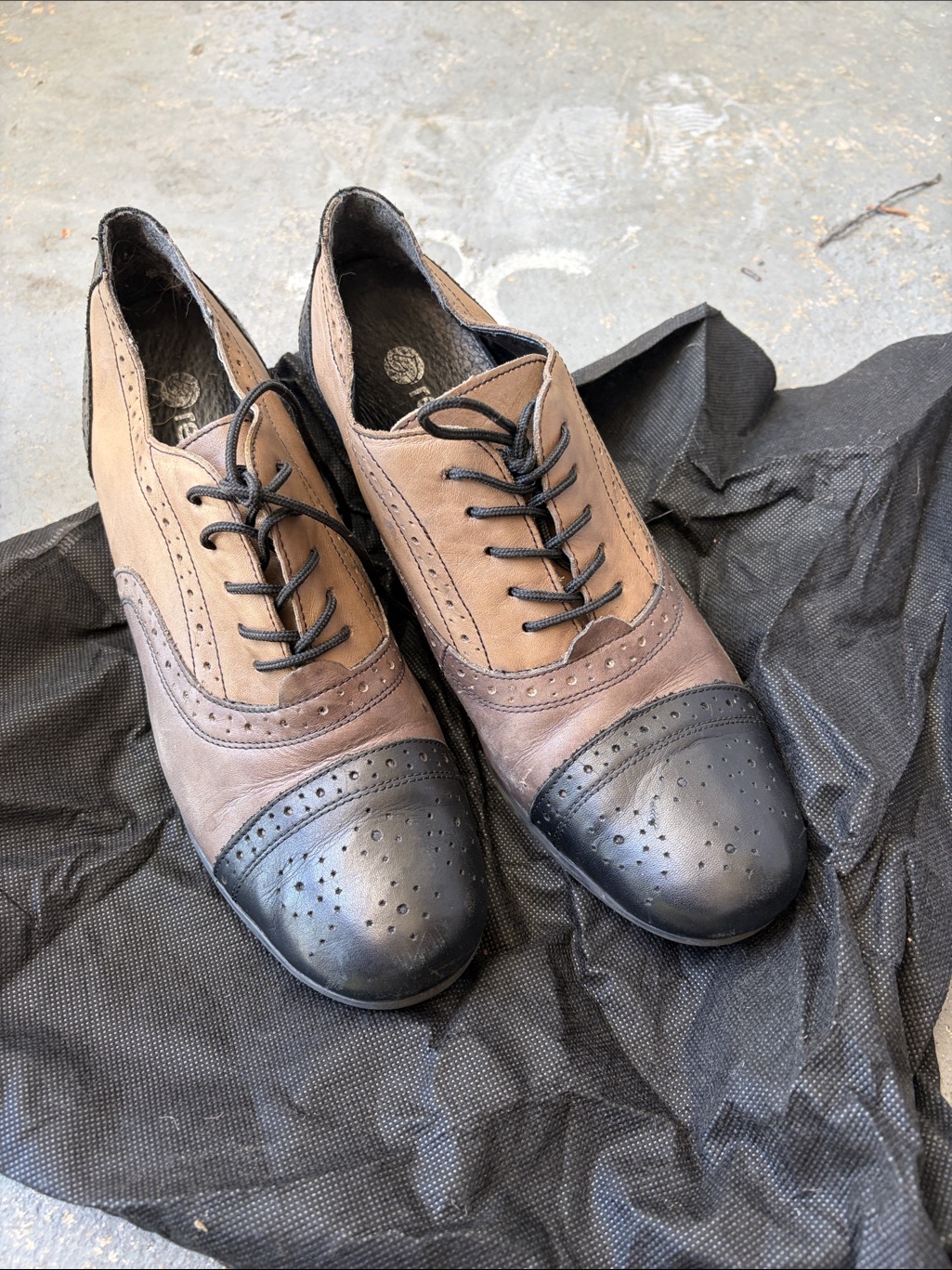 Remonte Lace Up Oxford Booties 41 (9.5-10) Patchwork Brown Hues Excellent Heel